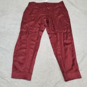 NWT Loft Maroon Satin Jogger‎ Pants Women 10 Romantic Feminine Boho Party Casual